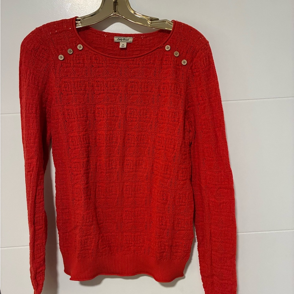 Lucky Brand Red Knit Sweater with Button Accents